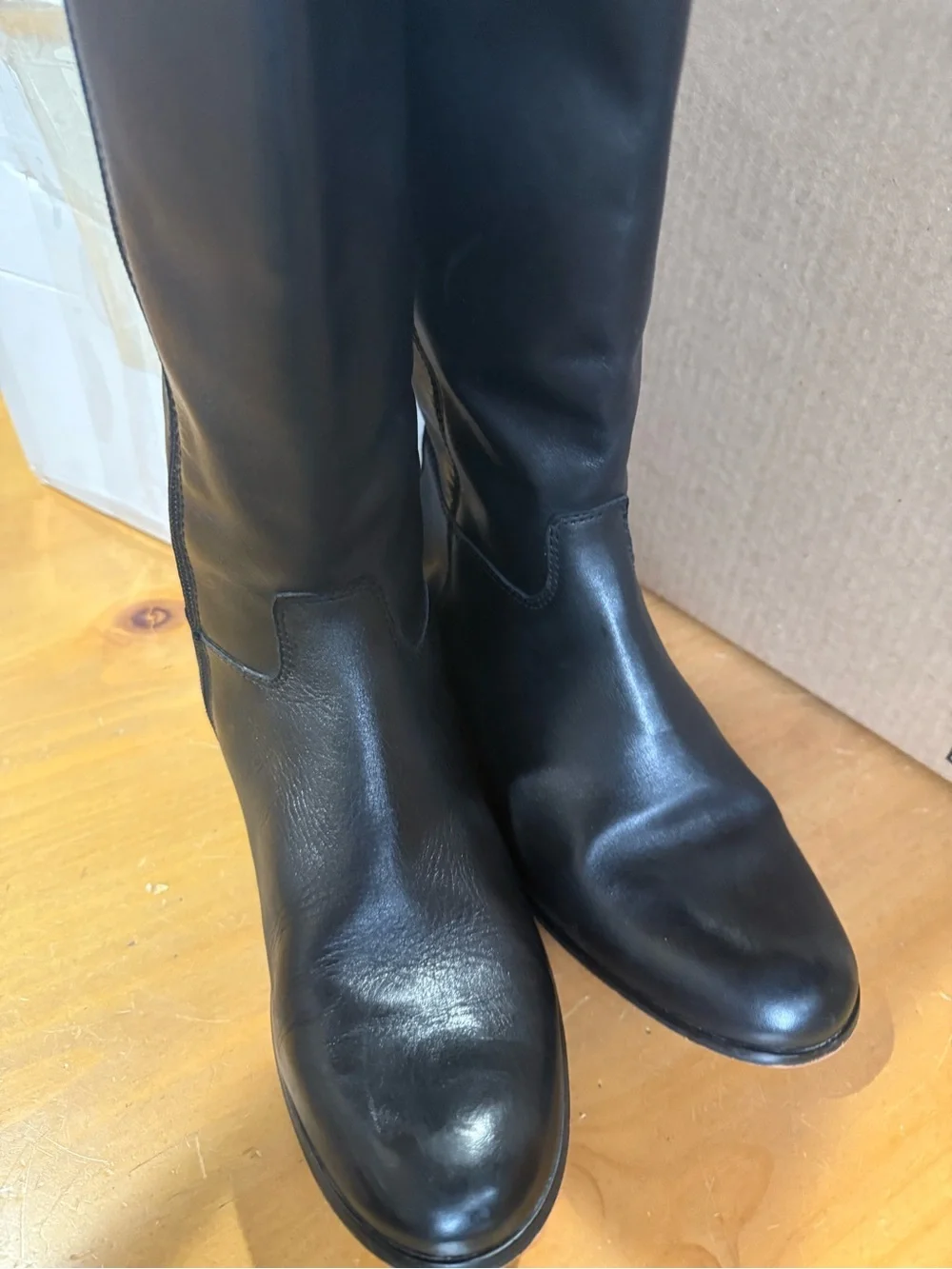 Corso Como Black Leather Over-the-Knee Zip Boots